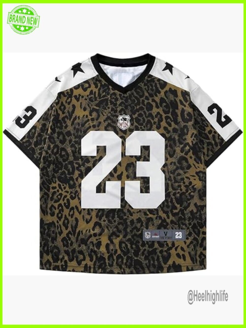 Plus Size Oversized V-Neck Leopard Graphic T-Shirt Short Sleeve